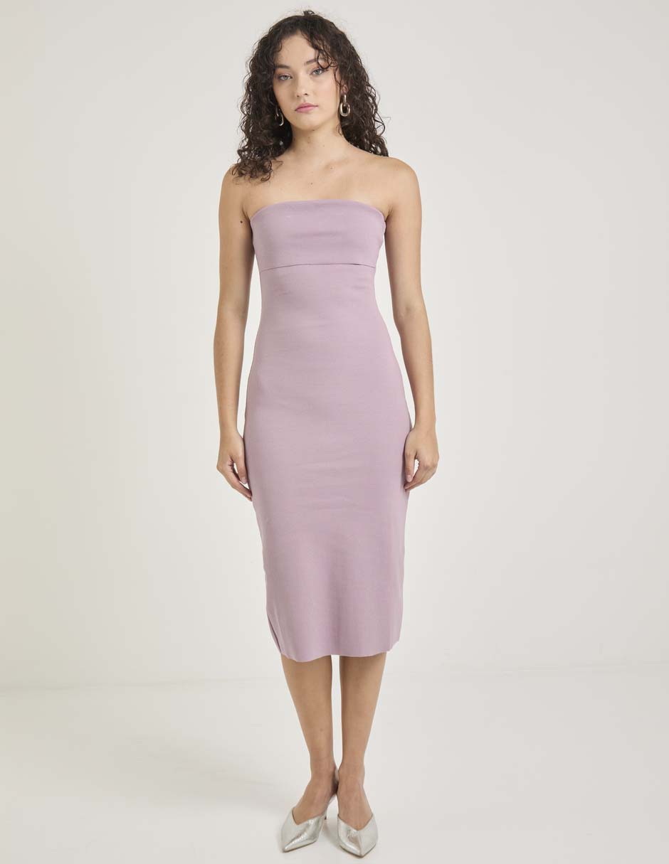 Vestido midi de fiesta escote bardot