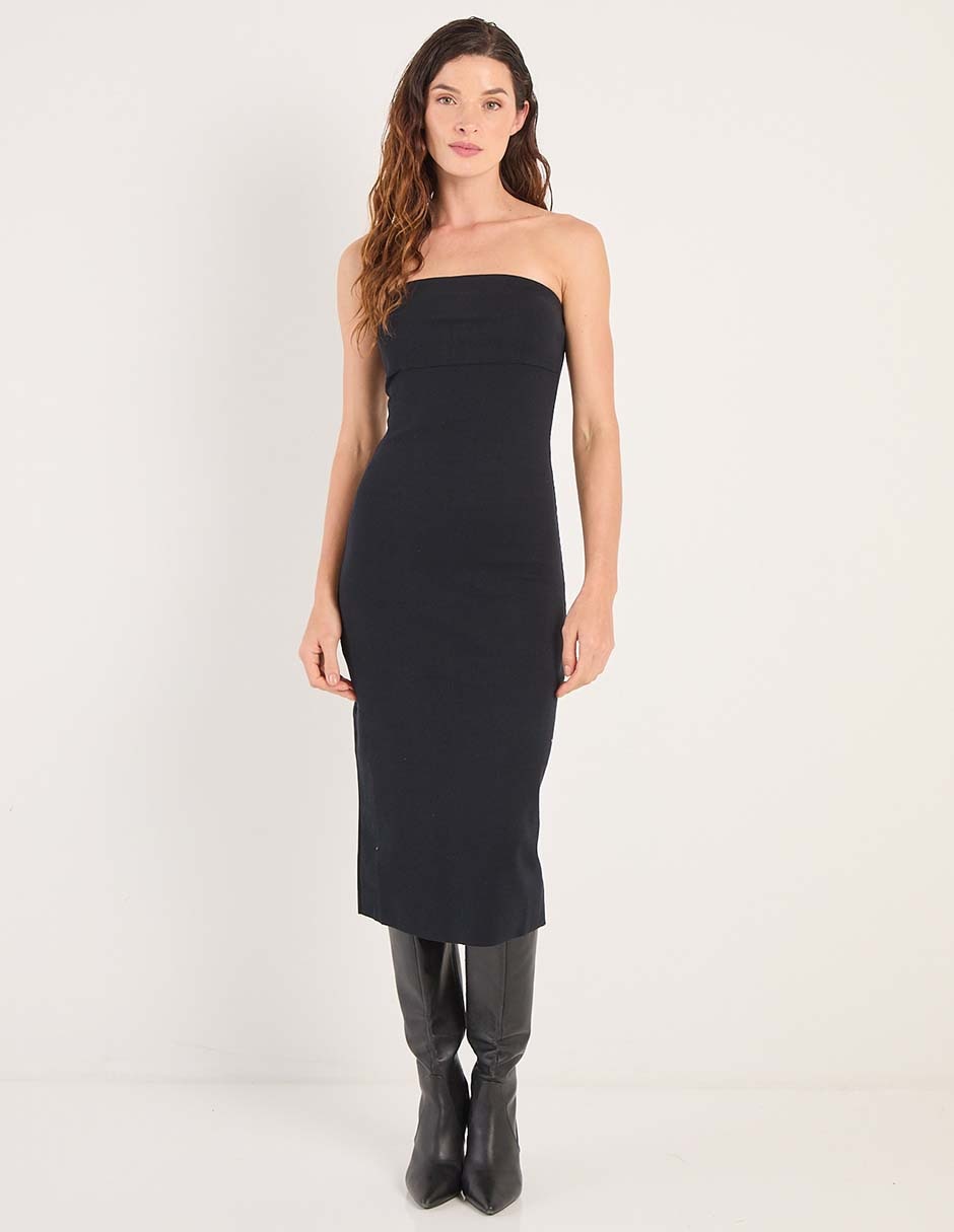 Vestido midi de fiesta escote bardot