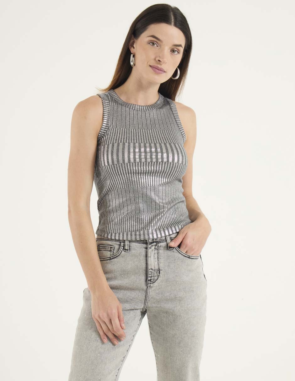 Top cuello redondo