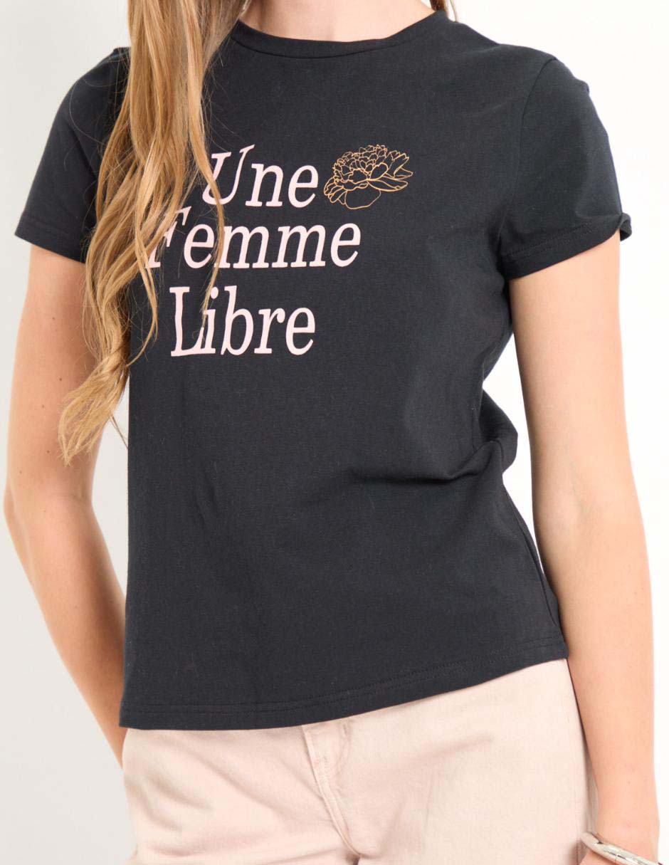 Playera manga corta cuello redondo para mujer 4