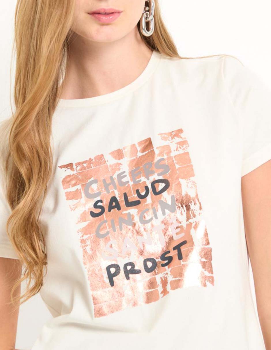 Playera manga corta cuello redondo para mujer 4