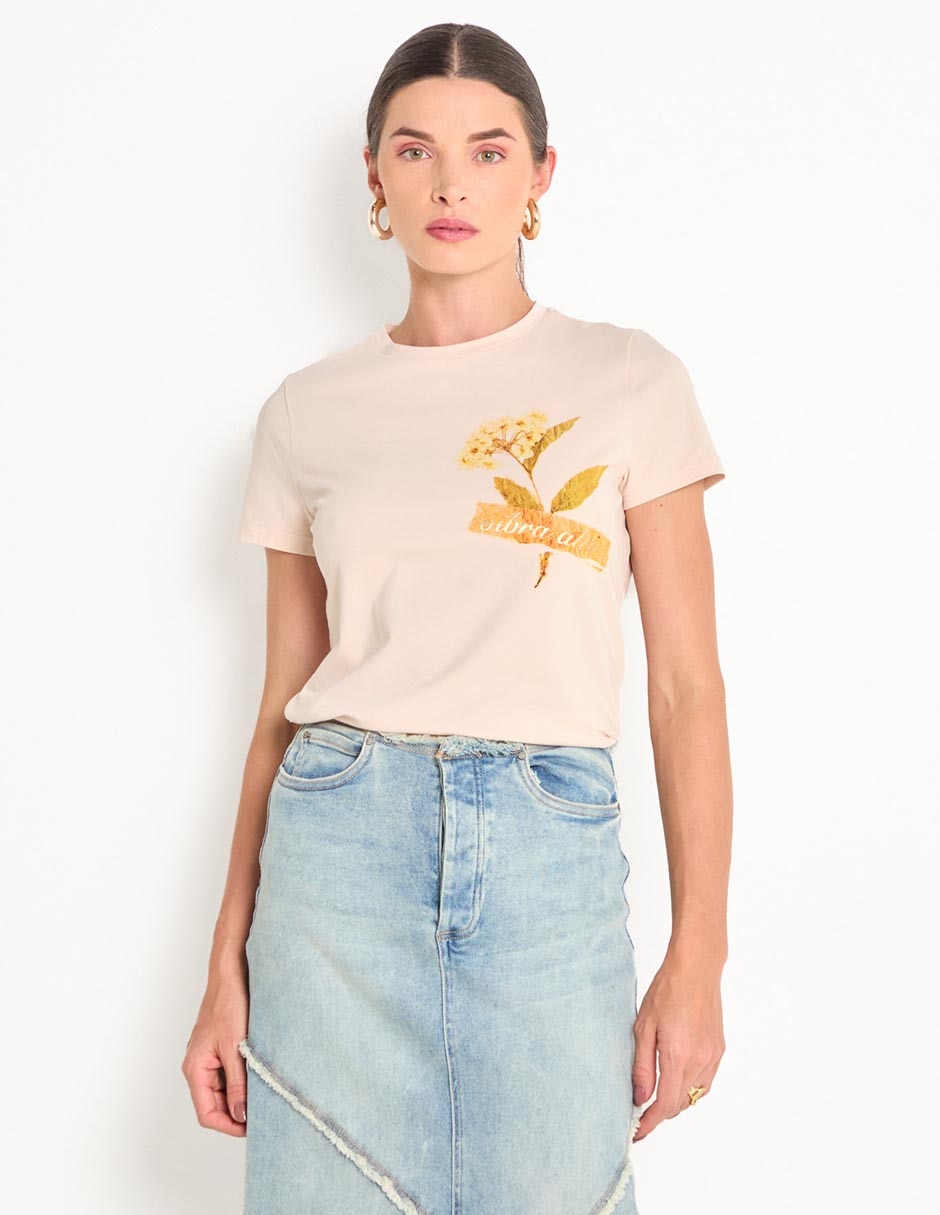 Playera manga corta cuello redondo para mujer Playera manga corta cuello redondo para mujer