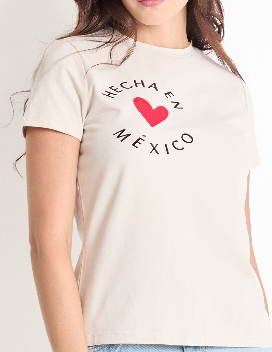 Playera manga corta cuello redondo para mujer 4