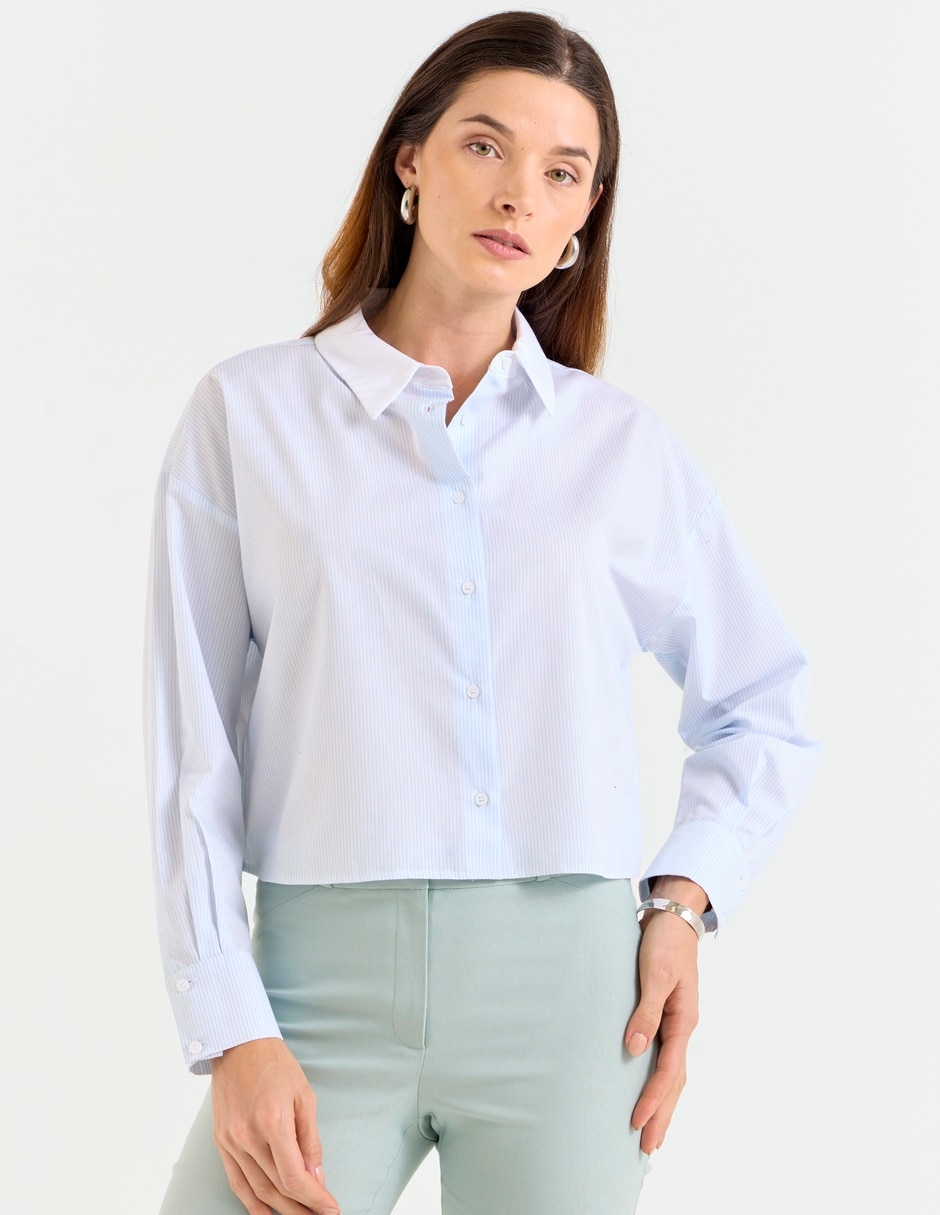 Blusa camisera manga larga para mujer
