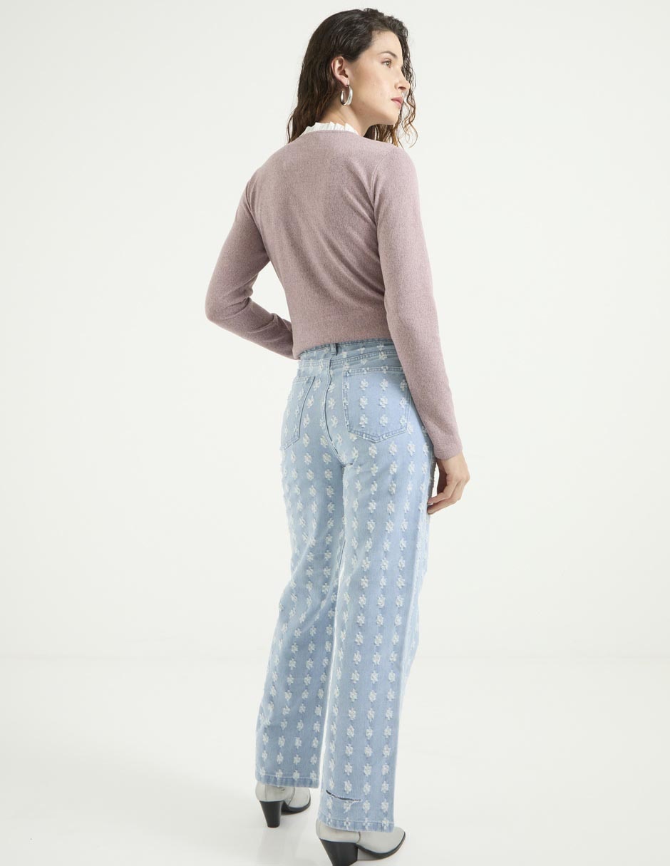 Jeans straight corte cintura para mujer 2