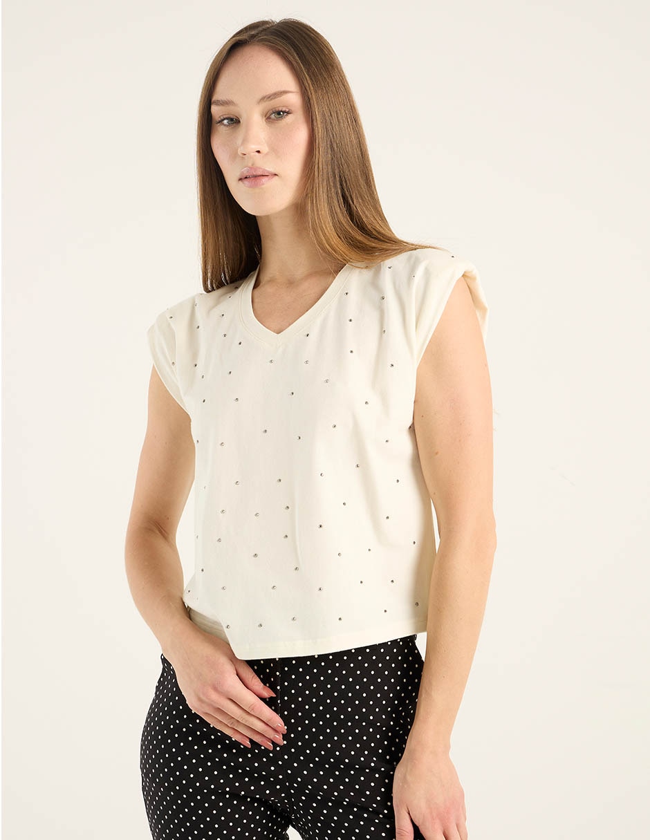 Playera manga corta cuello V para mujer Playera manga corta cuello V para mujer