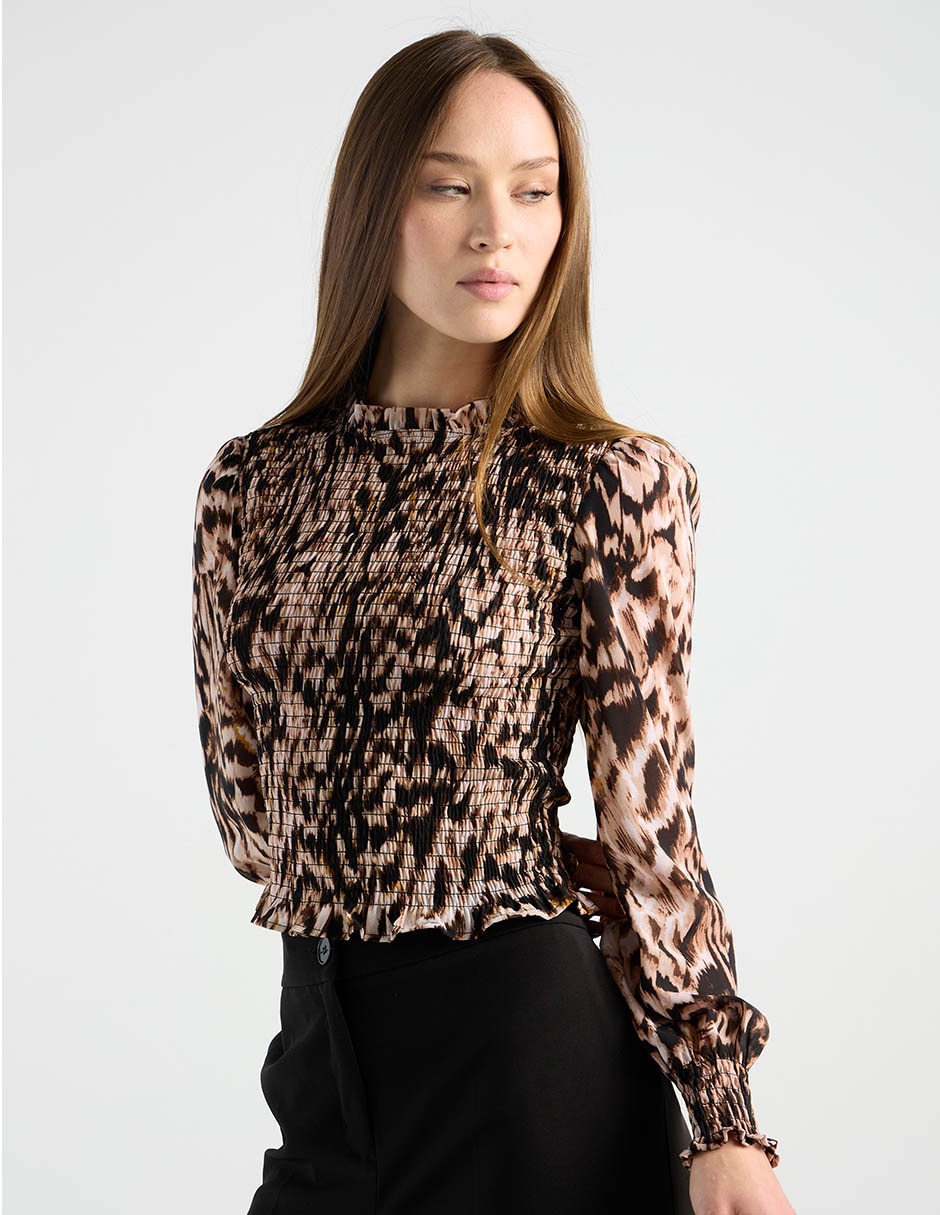 Blusa Metropolis manga larga para mujer