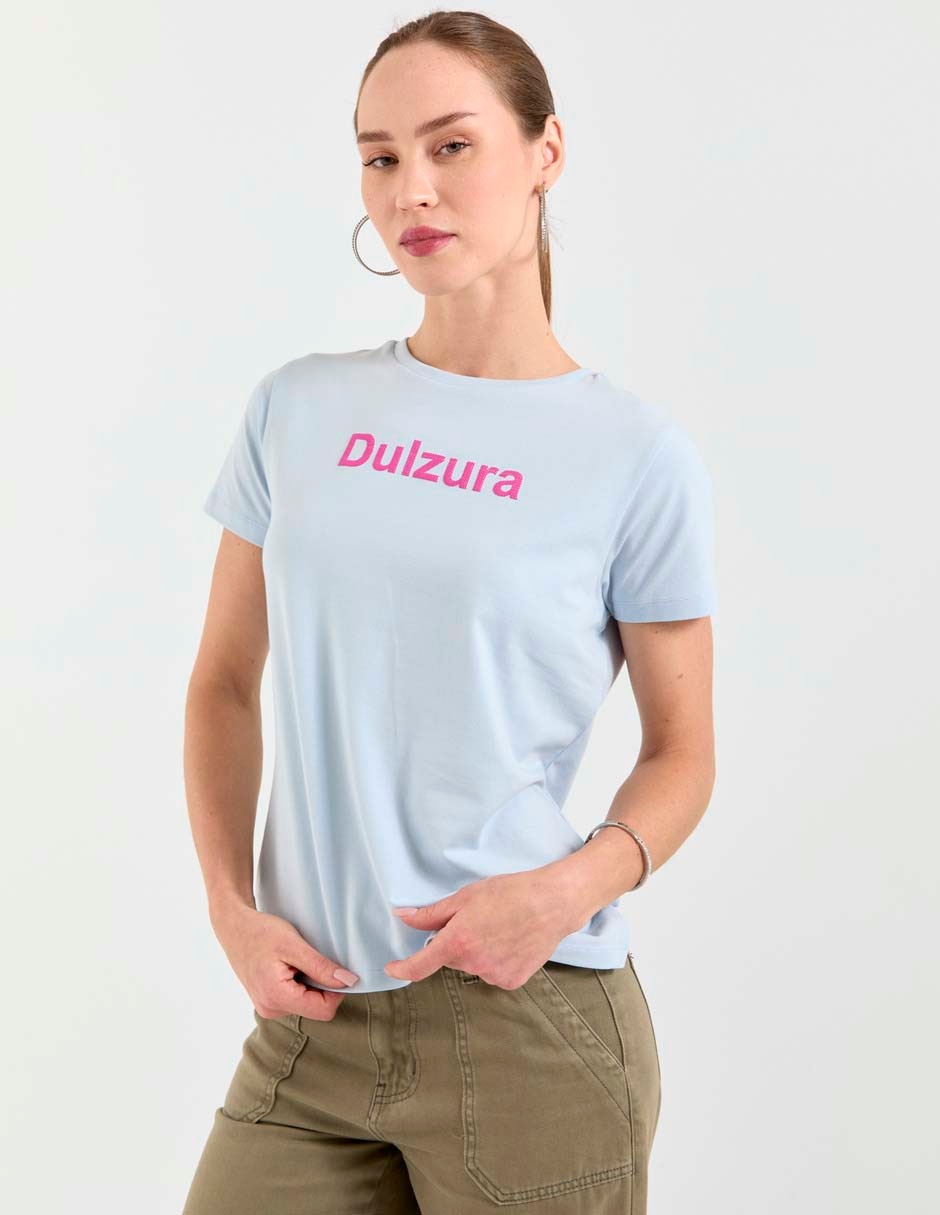 Playera manga corta cuello redondo para mujer Playera manga corta cuello redondo para mujer