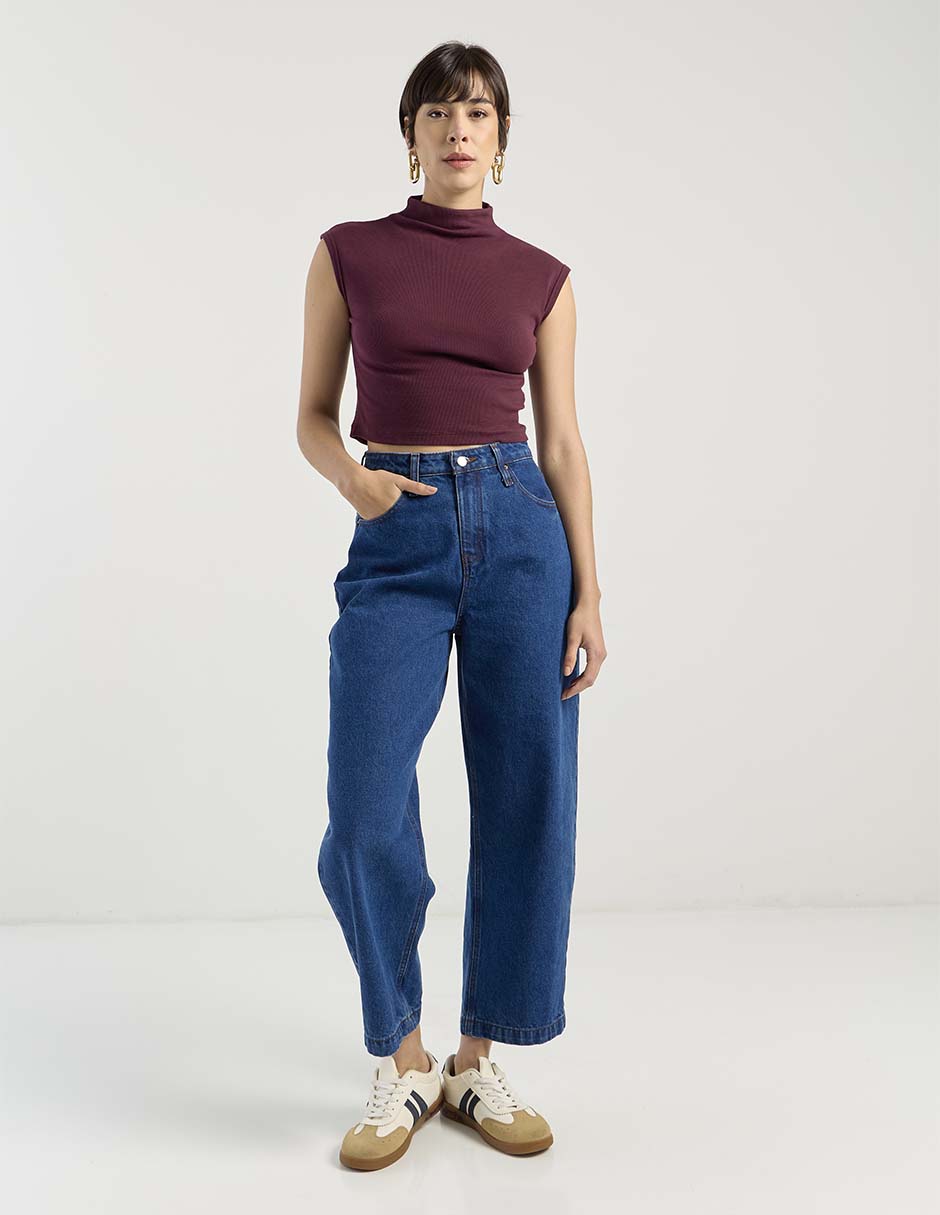 Jeans relaxed wide leg para mujer 3