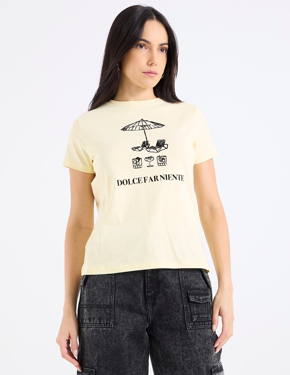 Playera manga corta cuello redondo para mujer Playera manga corta cuello redondo para mujer