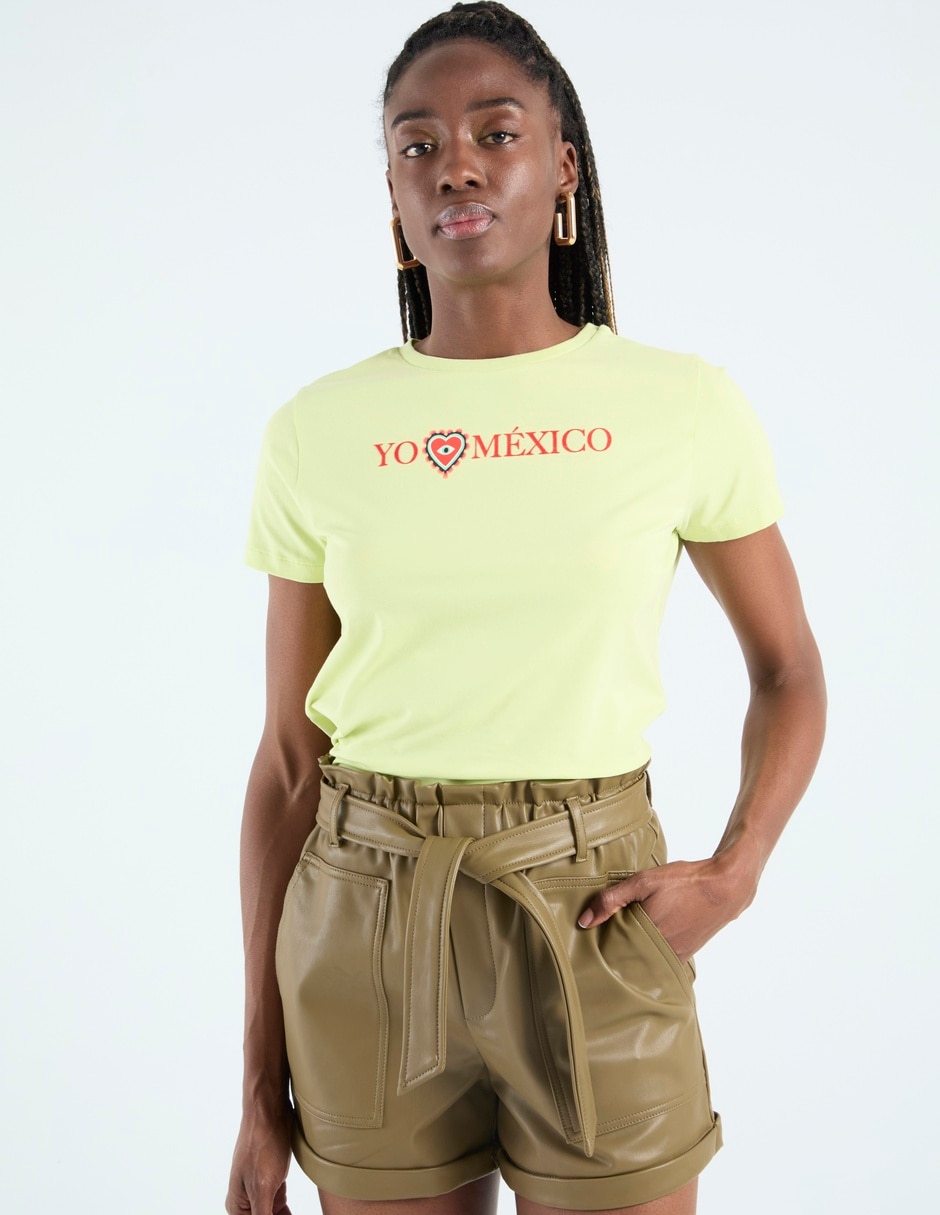 Playera manga corta cuello redondo para mujer