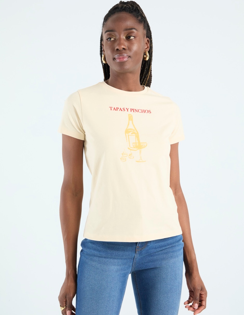 Playera manga corta cuello redondo para mujer