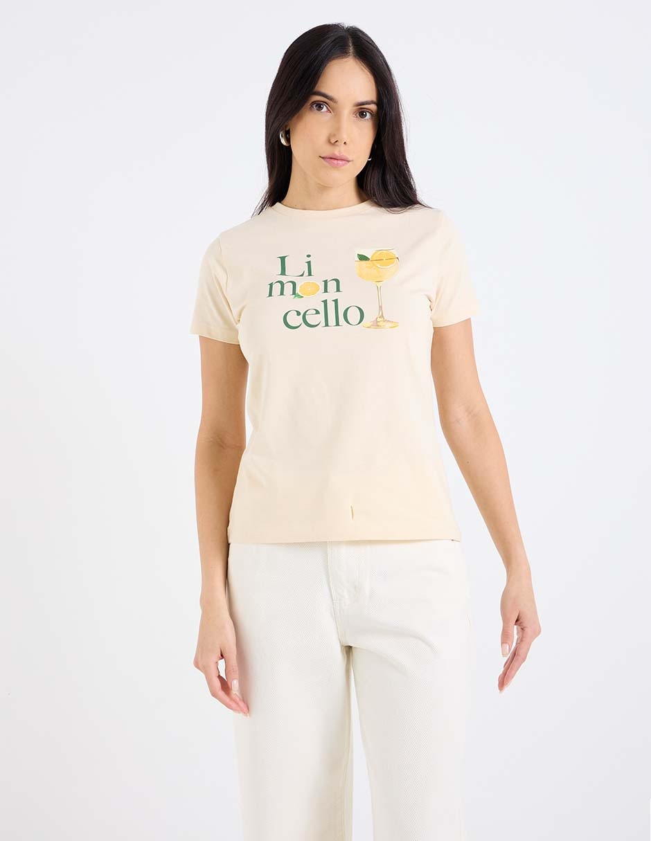 Playera manga corta cuello redondo para mujer