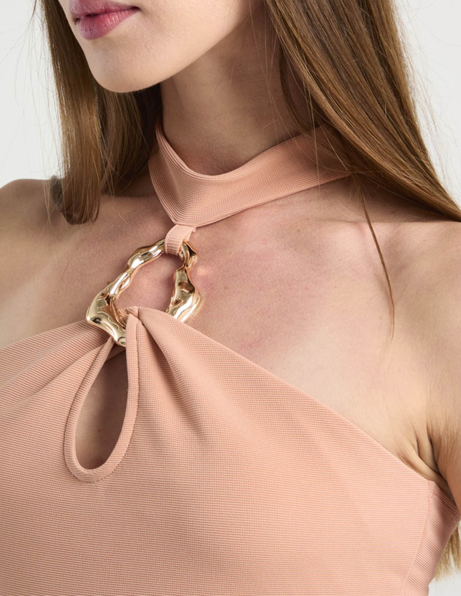 Body cuello halter escote medio para mujer 4