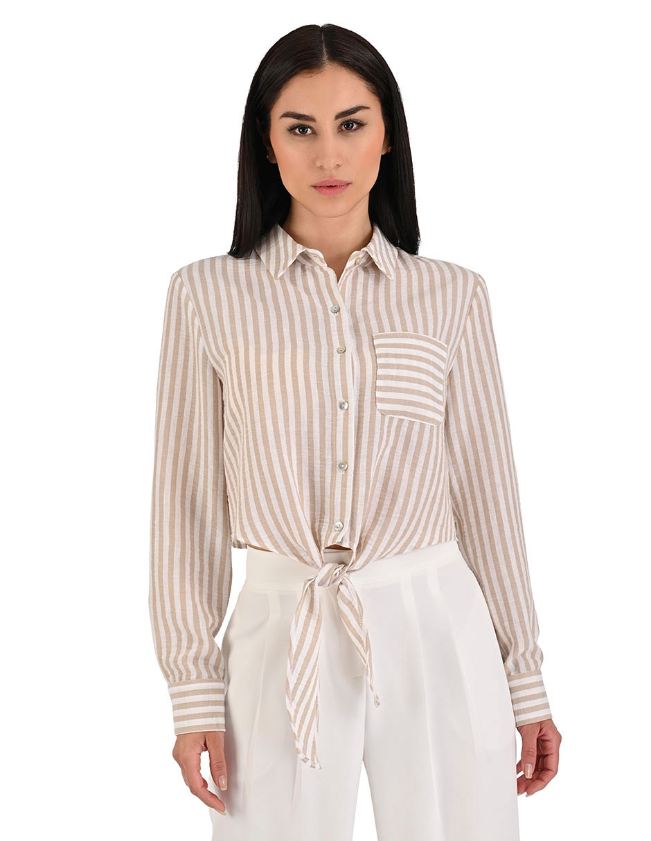 Blusa camisera manga larga para mujer